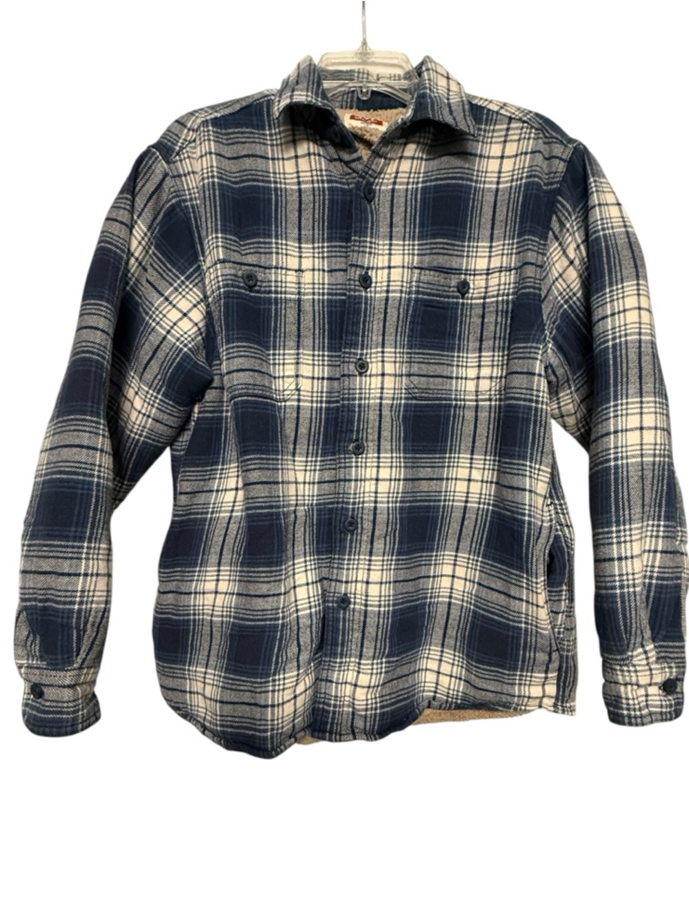 Wrangler Sherpa Lined Plaid Flannel Shirt Jacket Shacket Mens Medium